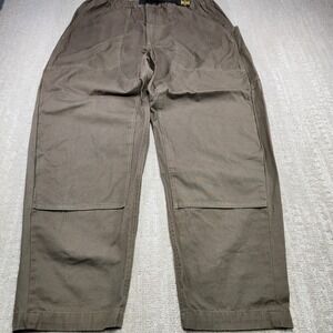Non Stock Mfg Pants Men XXL Double Knee Canvas Climbing Green Belted Baggy Taper